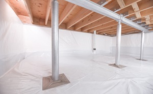 Crawl space structural support jacks installed in Williston