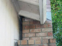A chimney leaning away from the home on a Middlebury foundation