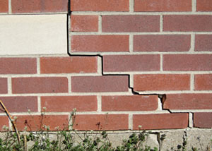 a foundation wall crack on a Plymouth home.