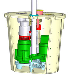 Illustration of two Zoeller® sump pumps in a pump liner