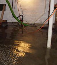 Several feet of floodwaters in a Tilton basement