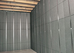 SilverGlo™ insulation and metal studs making up our Basement to Beautiful panels.  Installed in Essex.
