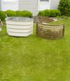 comparison of an old steel basement window well with a new vinyl basement window well in Vermont and New Hampshire